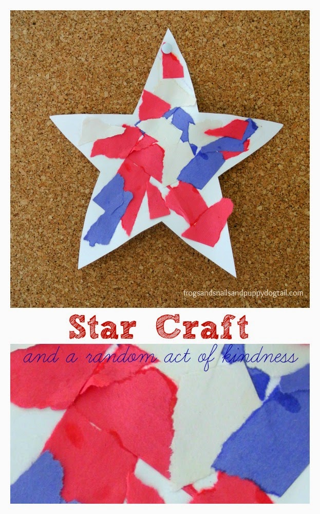 Patriotic Torn Paper Stars: easy and fun craft for the kids - FSPDT